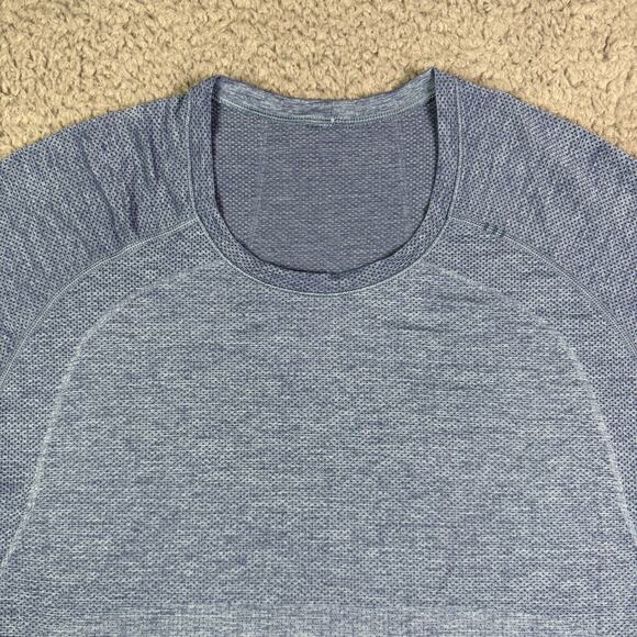 Lululemon Shirt Mens Large Blue Metal Vent Tech Short Sleeve Gym Performance - Picture 1 of 8